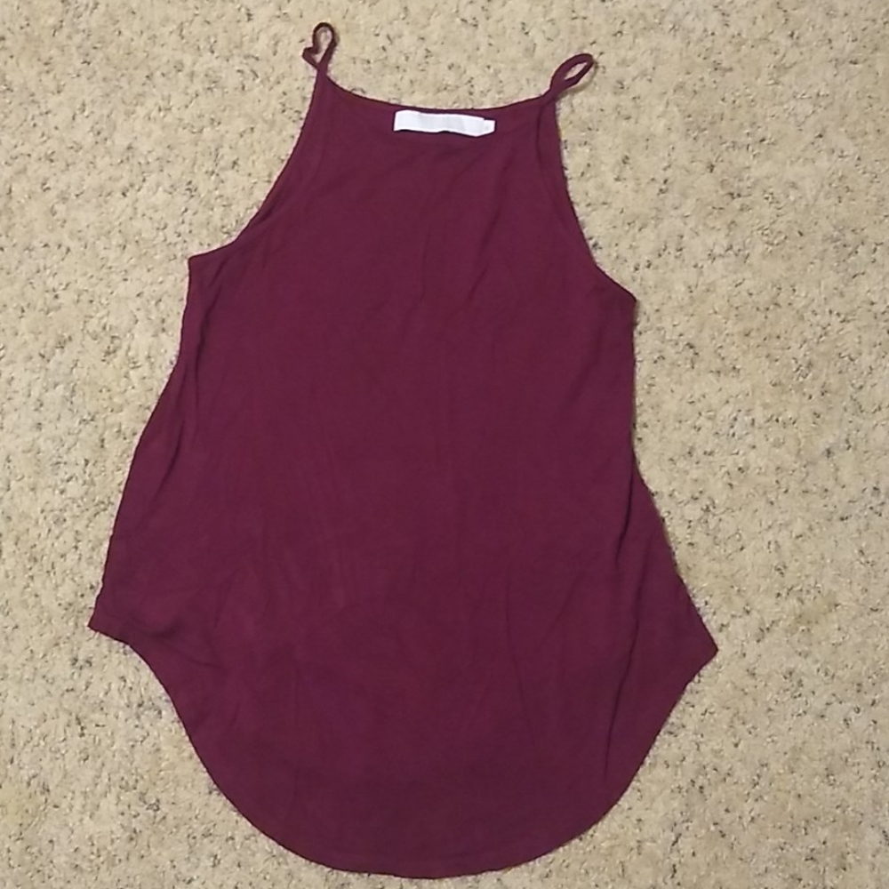 burgundy tank top